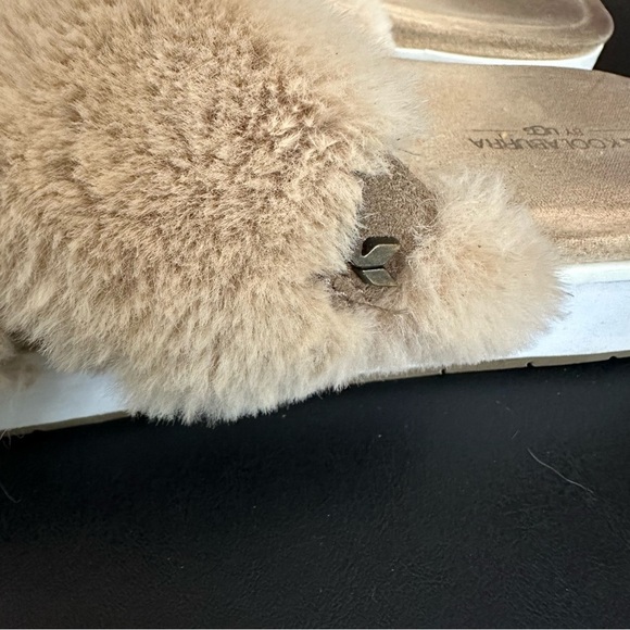 UGG Kookaburra Roubie Fuzz Slip On Tan Fur Straps Platform Sandals Women’s 8 - Picture 3 of 11